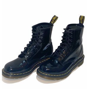 Dr. Martens Womens 1460 The Original Lace-up Black Patent Leather Combat Boot 6
